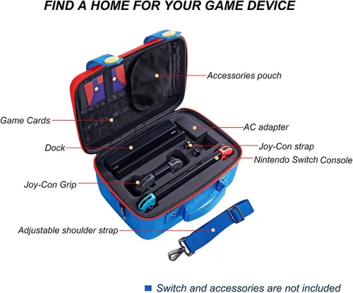 Vista 3 de abcGoodefg Estuche de almacenamiento compatible con Nintendo Switch, funda protectora rígida para consola Nintendo Switch y accesorios