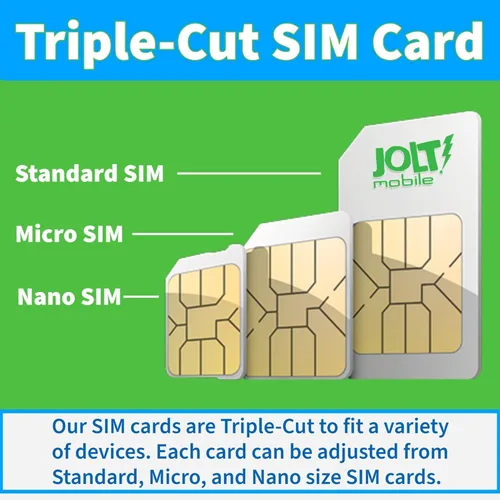 Vista 8 de Jolt Mobile $9.50 Prepago AT&T 5G 4G LTE Red de alta velocidad Tarjeta SIM de datos para rastreadores GPS Dispositivos IoT Tarjeta SIM prepago 3