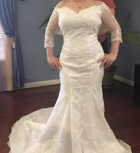 Vista 42 de Vestido de novia formal sin tirantes con encaje, largo de sirena para mujer 2019 WD162