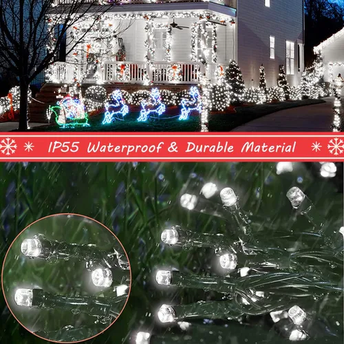 Vista 5 de Luces de Navidad para exteriores, 300 luces LED de 108 pies con 8 modos, enchufe de extremo a extremo, certificado UL, guirnalda de luces