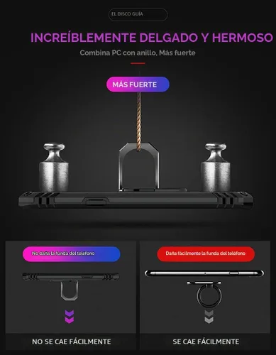 Vista 5 de Androgate Funda para Galaxy Note 9 con protector de pantalla de PET 3D, soporte de anillo de grado militar, soporte para automóvil, prueba de caídas