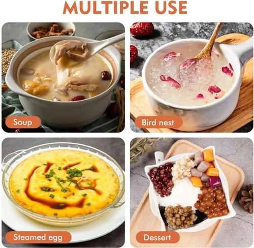Vista 7 de Hemoton Olla de vidrio con tapa, olla transparente de 5.11 pulgadas para estufa, cuenco de huevos al vapor, almacenamiento de sopa, nido de pájaros