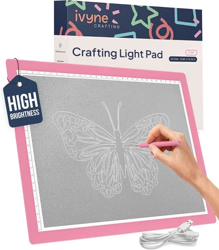 Vista 21 de iVyne Almohadilla de luz con cable para desmalezar vinilo, caja de luz A4 para dibujo, tablero de luz para trazar, caja de luz para pintura de Negro