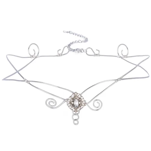 Vista 8 de Tiara de princesa de hadas, diadema de círculo de hadas, tiara de princesa con diamantes de imitación, hecha a mano, diadema dorada y verde vintage