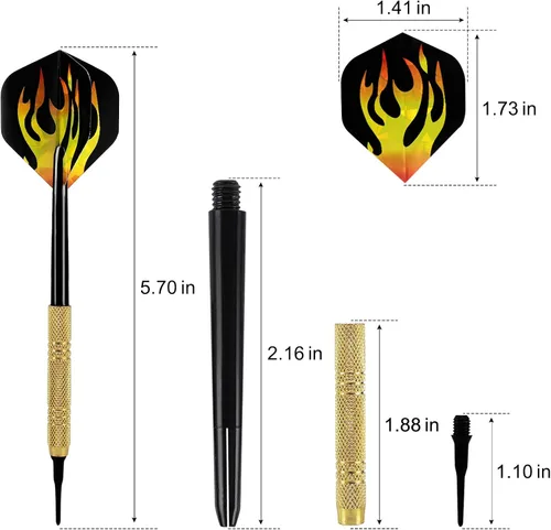 Vista 7 de Accmor 12 piezas de dardos con punta de plástico, juego de dardos de punta suave, dardo de punta de plástico de 14g, se adjunta extra 36 puntas
