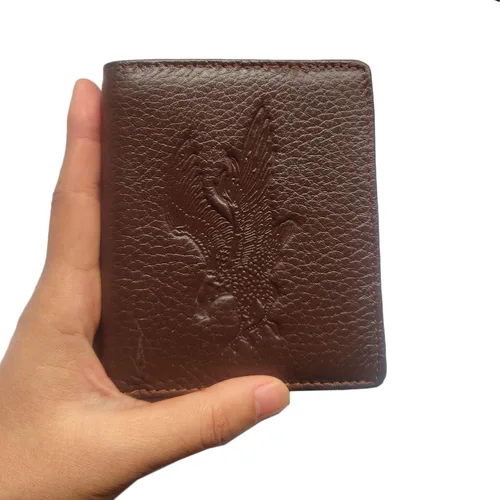 Vista 124 de Hombres Cool Eagle Wolf Caballo Totem Cuero Vaca Vertical Cartera Cremallera Multi-tarjeta Titular, Tótem de caballo, Minimalista