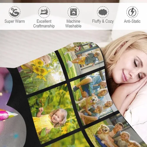 Vista 4 de Artsadd Manta personalizada con foto, mantas personalizadas para papá y abuelo, regalos del Día del Padre, manta conmemorativa para la familia