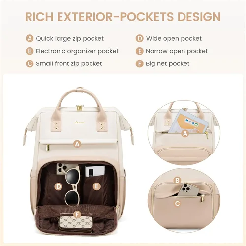 Vista 3 de LOVEVOOK - Mochila para laptop para mujer, mochila de moda para mujer.., 15,6 pulg.