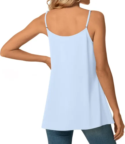 Vista 3 de Netsmile Blusa de gasa sin mangas para mujer, estilo casual, plisada, holgada, para usar con leggings