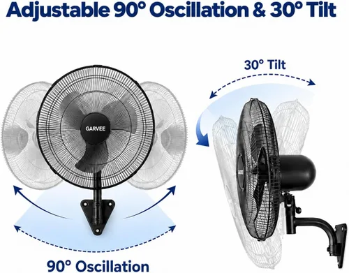 Vista 4 de Ventilador colgante montado en la pared de 18 pulgadas oscilante