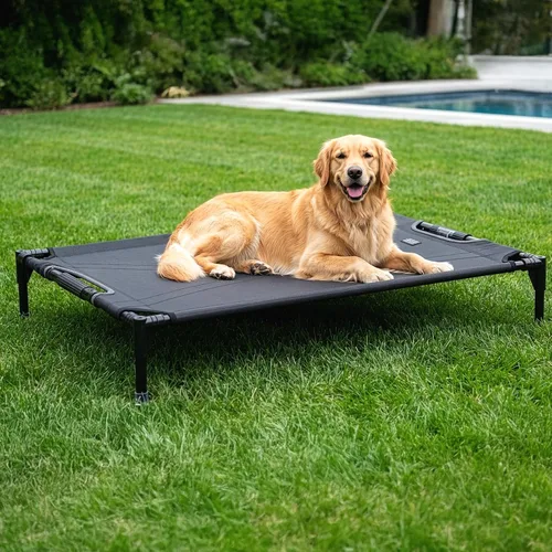 Vista 10 de Petsfit Cama elevada para perros grandes – Barra de tensión antideslizante patentada, cuna elevada para perros al aire libre/campamento