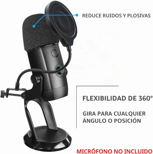 Vista 5 de Yeti X Mic Pop Filtro con parabrisas de espuma, 4 pulgadas, 3 capas, protector de máscara de viento y cubierta de viento de espuma para micrófono