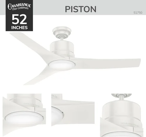 Vista 8 de Casablanca Fan Company 51750 - Ventilador de techo de pistón, 52, blanco fresco