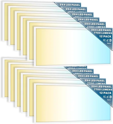 Vista 11 de Sunco - Paquete de 12 luces LED de panel plano de 1x2, CCT doble seleccionable 3500K/4000K/5000K y potencia seleccionable 16W/18W/20W, 2000 LM