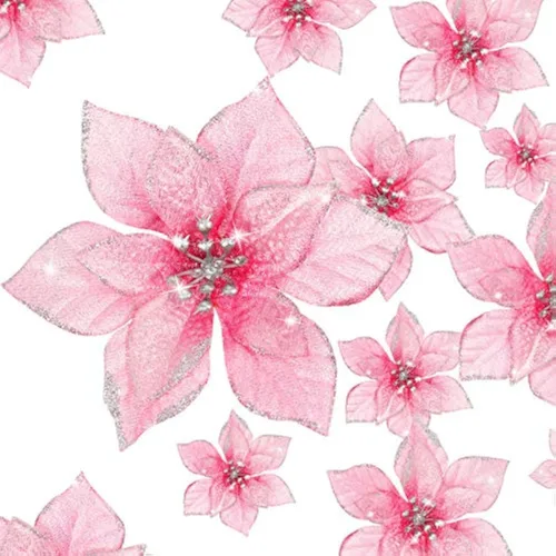 Vista 14 de WILLBOND 36 piezas de flores de Pascua navideñas de 3 tamaños para árbol de Navidad, flores falsas con purpurina, decoración, adornos de flor