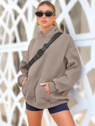 Vista 3 de AUTOMET Sudaderas de gran tamaño con capucha de forro polar para mujer, camisas de manga larga, sudaderas con bolsillo para otoño 2025