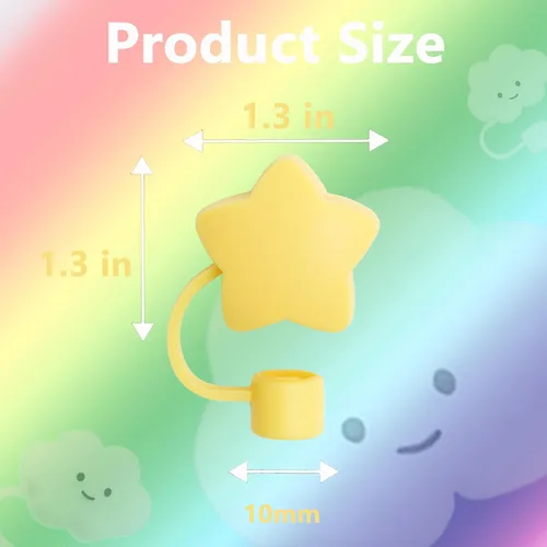Vista 2 de Juego de 4 fundas de popote con diseño de estrella compatibles con vasos Stanley de 30 y 40 onzas, reutilizables, bonitas puntas de popote