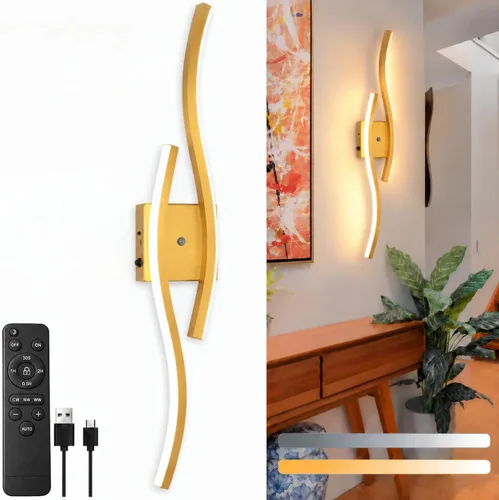 Vista 17 de Apliques de pared a pilas, apliques de pared recargables, luz LED inalámbrica de 3000 K-6500 K, lámpara de pared moderna no cableada para sala