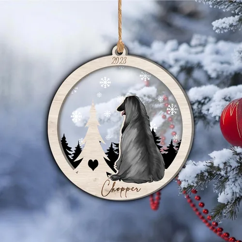 Vista 4 de Nazenti Adorno de Navidad conmemorativo personalizado, regalo personalizado de recuerdo de perro, condolencias por pérdida de mascotas, sabueso