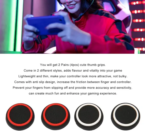 Vista 3 de 4 tapas de joystick con agarres de pulgar, funda de silicona antideslizante para Steam Deck y ROG Ally