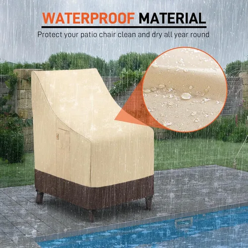 Vista 6 de Arcedo Fundas para Sillas de Respaldo Alto para Exteriores Impermeables, Fundas para Sillas Giratorias de Comedor Apilables de Servicio Pesado Beige