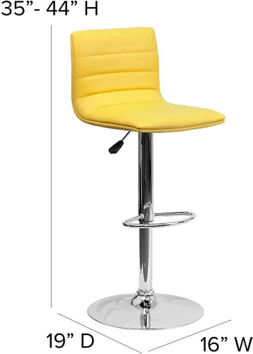 Vista 46 de Flash Funiture silla de bar ajustable con base cromada, Vinilo, Gris