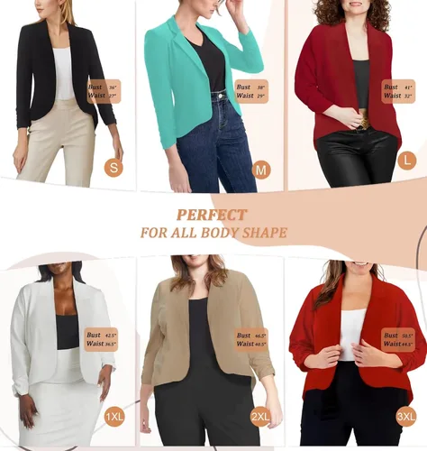 Vista 6 de Hybrid & Company Women's Casual Work Comfy Open Front High Low Notch Lapel Office Blazer Jacket Made in USA