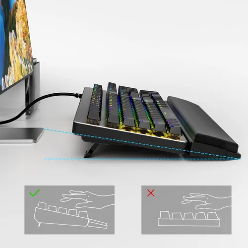 Vista 2 de GTRACING Mechanical Gaming Keyboard Typewriter with Wrist Rest, RGB Lighting, Tactile Mechanical Switches, Programmable Macro Keys for Laptop MAC PC