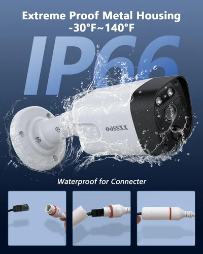 Vista 7 de Cámara de seguridad PoE complementaria 4K 8MP para sistemas PoE NVR, cámara de expansión IP bala, gran angular de 130°, audio de 2 vías, detección