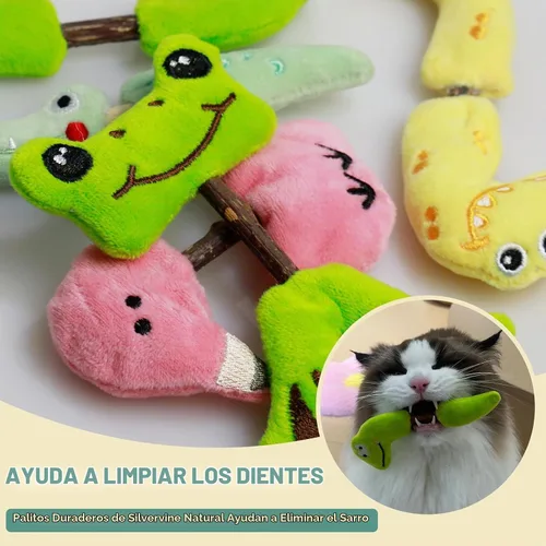 Vista 7 de Juego de Juguetes Interactivos para Gatos, Palitos Masticables de Silvervine y Juguete de Resorte para Gatos, Juguetes de Hierba Gatera