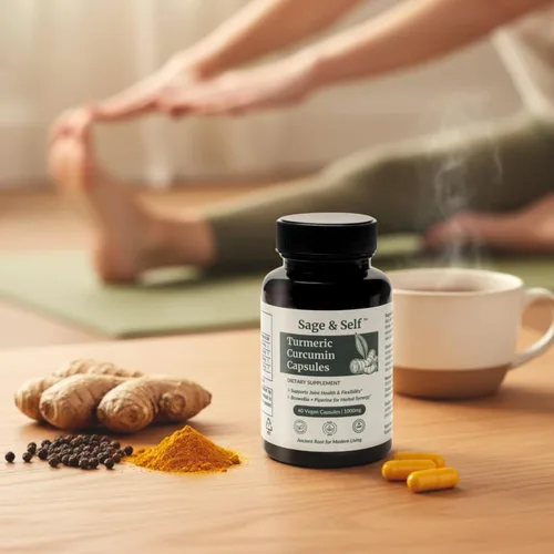 Vista 5 de Sage & Self Cápsulas de curcumina de cúrcuma – 95% extracto de curcumina con jengibre, boswellia y pimienta negra – 1000 mg por porción – Suplemento