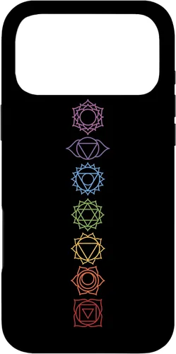 Vista 22 de Funda para iPhone 13 Pro Max, regalo espiritual Zen Rainbow Chakras alineados para amantes del yoga