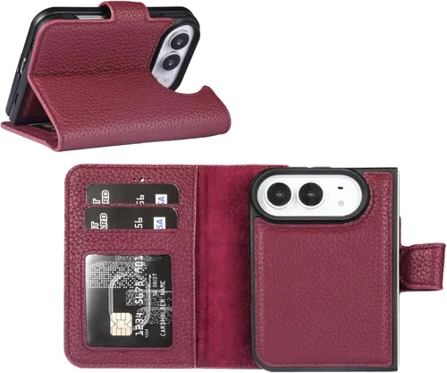 Vista 87 de HARDISTON Funda de piel auténtica hecha a mano compatible con iPhone 11 Pro de 5.8 pulgadas, funda magnética desmontable con tarjeteros - bordes