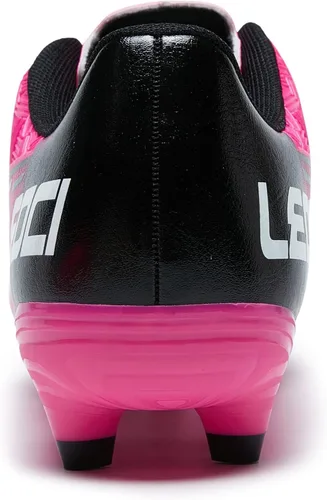 Vista 4 de LEOCI Tacos de fútbol para hombre y mujer zapatos de fútbol unisex para exteriores botas de rugby firmes