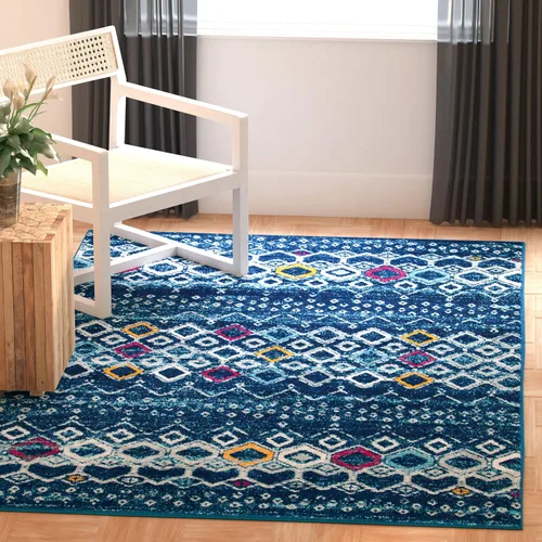 Vista 52 de SAFAVIEH Amsterdam Collection Alfombra Decorativa - 2.3 pies x 4 pies, Negro & Multi, Diseño Marroquí Bohemio, Sin Desprendimiento y Fácil Cuidado