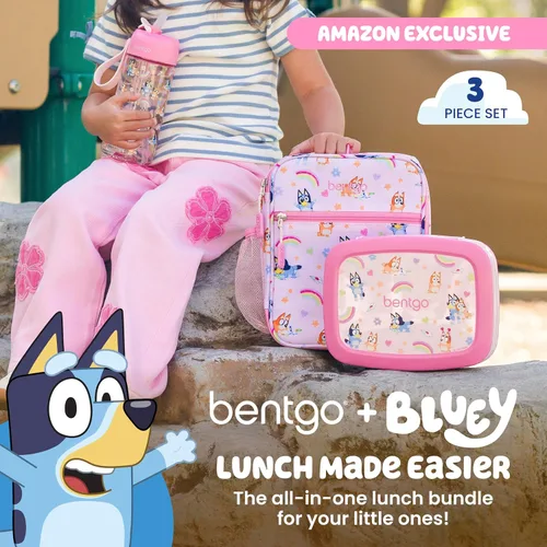 Vista 2 de Bentgo + BLUEY - Juego de almuerzo infantil de 3 piezas, caja Bento a Corazones y manualidades