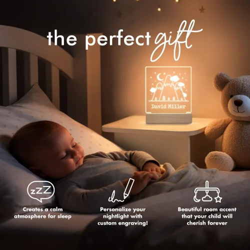 Vista 2 de Luz nocturna personalizada para niños, niñas, niños, regalos personalizados para bebé, lámpara de guardería personalizada, decoración de dormitorio