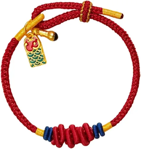 Vista 8 de Pulsera tibetana de la suerte para mujer, pulsera trenzada de buenos deseos, estilo budista, ajustable, pulsera de cuerda roja