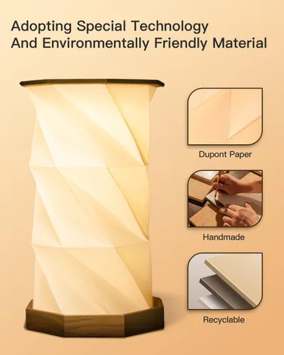 Vista 5 de JTT Lámpara de mesa recargable portátil pequeña Lámpara de escritorio inalámbrica LED Luces de noche regulables sin escalones Lámpara de papel