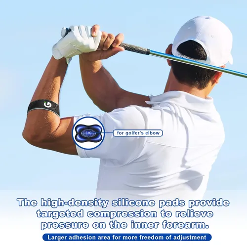 Vista 4 de Gviipk Codera de tenis mejorada para hombres y mujeres, correa de soporte ajustable para codo de golfistas para tendinitis, soporte de antebrazo