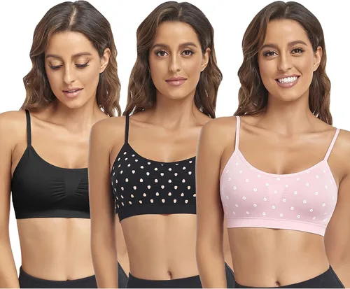 Vista 23 de Litthing Bralettes Padded for Women Cami Strap Bra Seamless Sportsbra Wireless Comfort Yoga Lightly T-Shirt Tank Tops