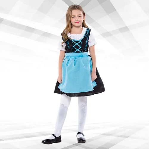 Vista 7 de ABOOFAN Vestido para niñas Oktoberfest disfraz de niña de cerveza vestido de fraulein bávaro disfraz de sirvienta de bar azul negro talla L
