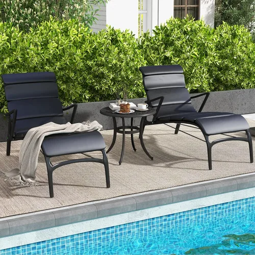 Vista 9 de Tangkula Mesa auxiliar de patio de 24 pulgadas, mesa auxiliar de aluminio fundido con almohadillas ajustables, mesa de centro pequeña