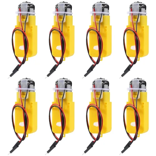 Vista 7 de ACEIRMC 8 unids TT DC Motor de caja de cambios de doble eje 3-6V Motor de engranajes 200RPM Ratio 1:48 Motor de eje con cable de 0.100 in