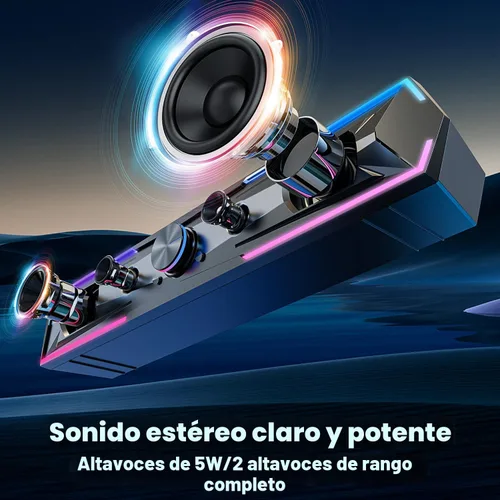 Vista 7 de Tylubio Altavoces de computadora para PC de escritorio con sonido claro, altavoz LED de PC que fluye para computadora de escritorio y portátil
