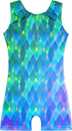Vista 39 de HOZIY Leotardos de gimnasia para niñas, trajes de ciclismo con patrón adorable brillante