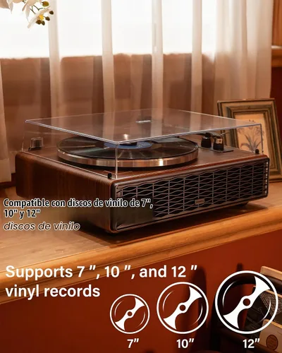 Vista 2 de Annesburg Reproductor de Discos de Vinilo, Tocadiscos Bluetooth con Altavoces Incorporados para Discos de Vinilo, Alta Fidelidad con Transmisión por