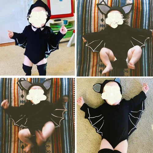 Vista 4 de YETANLID Disfraz de murciélago para bebé, niño, 1er Halloween, talla 3-24 meses