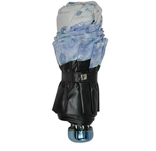 Vista 6 de Paraguas plegable de viaje ligero para dama, protección UV UPF 50+ tamaño compacto con parte inferior negra mantiene más fresco en verano caliente.
