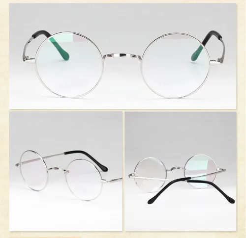 Vista 2 de Marco de gafas redondas retro de titanio puro sin almohadillas para la nariz